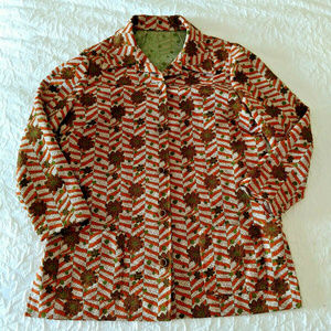 Chevron Floral Vtg 70s Groovy Knit Fashion Jacket
